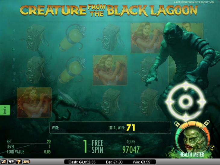 Creature From the Black Lagoon Free Spins Bonus feature