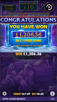 Crystal Caverns Megaways - Super Hit! (Submitted by The maintenance guy)