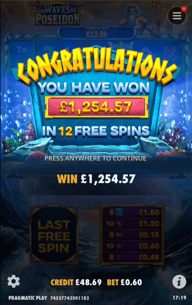 Waves Of Poseidon - Big Win! (Submitted by TJH290899)