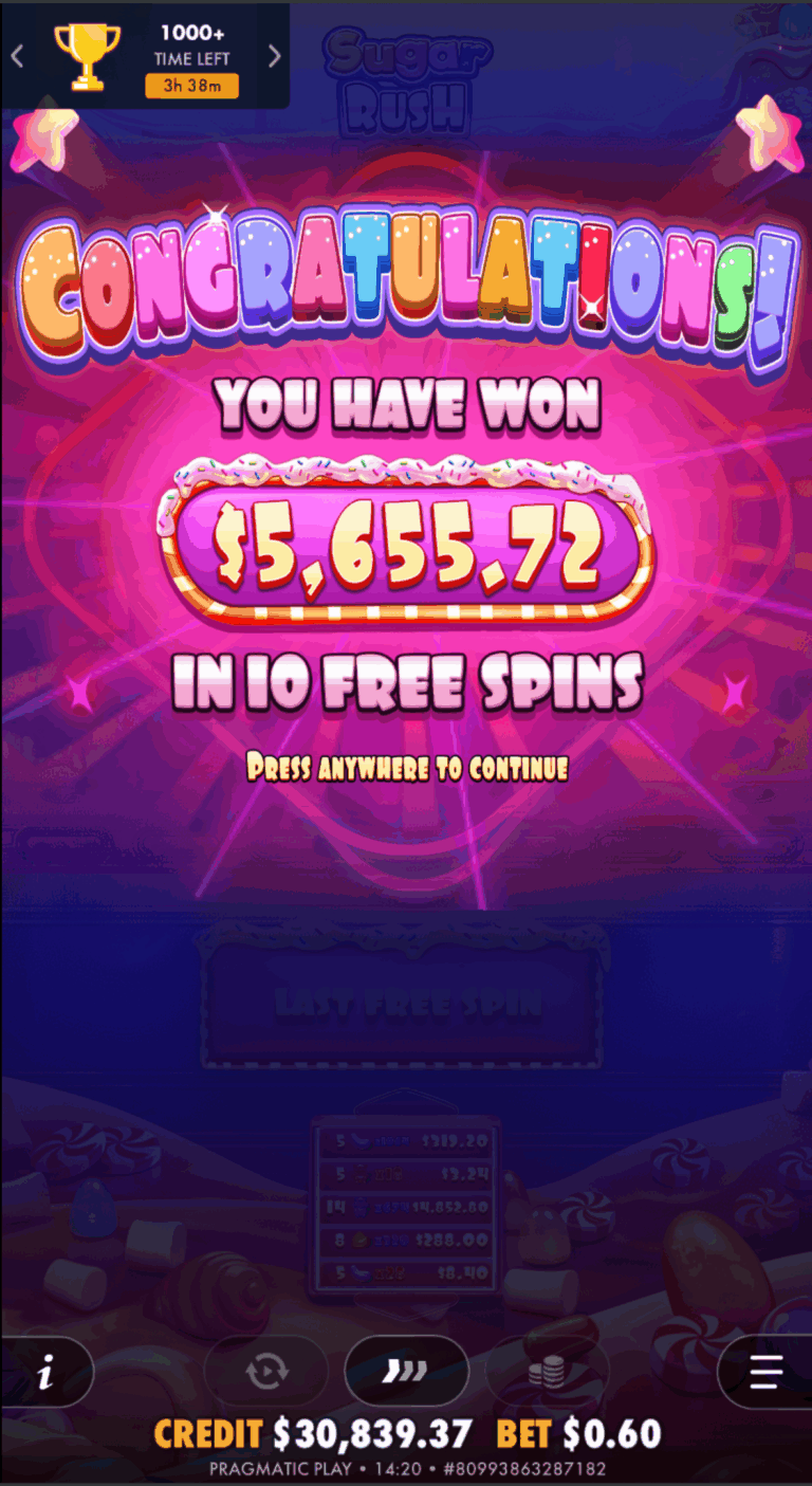Sugar Rush 1000 - Big Hit! (Submitted by djconns)