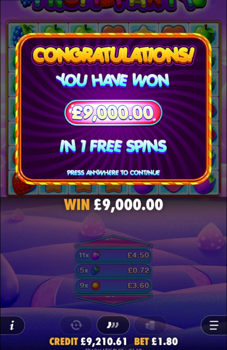 Fruit Party - Big Win! (Submitted by keyron)