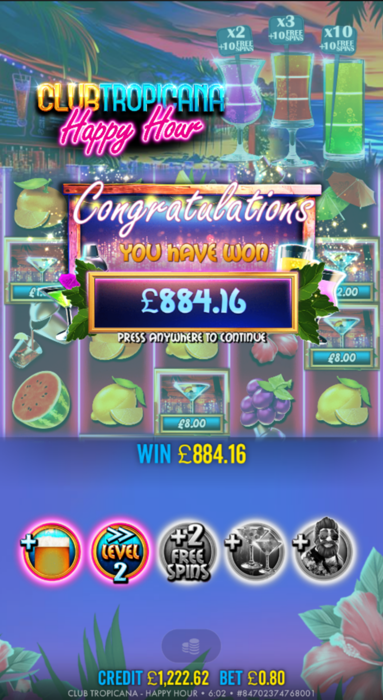 Club Tropicana - Nice Win! (Submitted by Holton32)